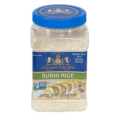 Golden front packaging showing 32oz rice and clear labeling for easy identification