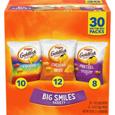 Goldfish front packaging showing the 30-count box and variety