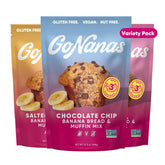 GoNanas front packaging showing three flavor pack and convenient servings