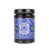 GOOD GOOD front label showing blueberry jam jar and clear branding benefit