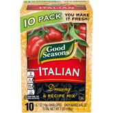 Good Seasons front packaging showing 10-count Italian mix and easy use benefit