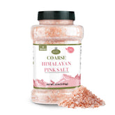 Good Tierra front jar showing coarse Himalayan pink salt, adds natural mineral flavor