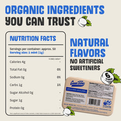Good Time Organic Mints open tin with visible mints ready to use for instant breath refreshment