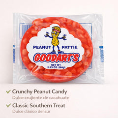 Goodart's close-up of toffee-coated peanuts highlighting crunchy texture benefit