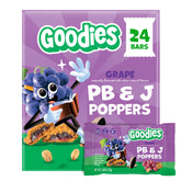 Goodies front packaging showing grape PB&J poppers for easy identification and grab-and-go
