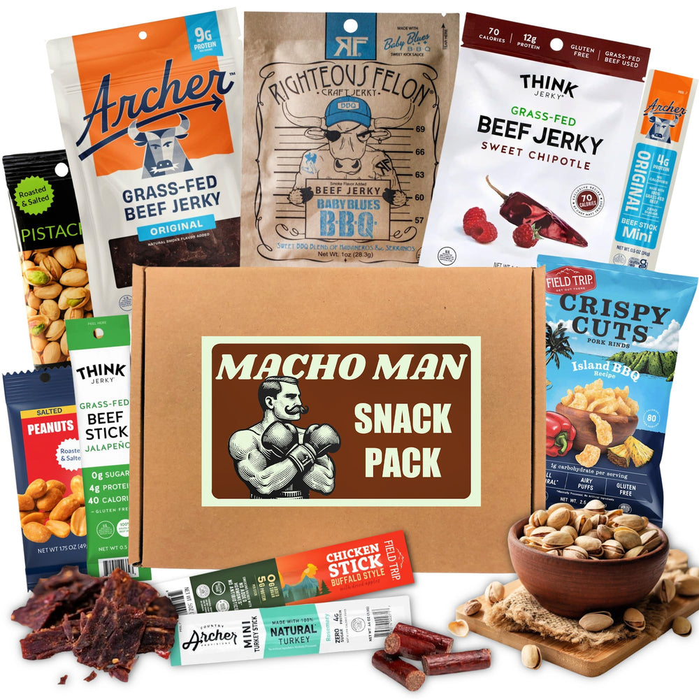 Goodland Farms front packaging view showing the macho man snack box and gifting appeal
