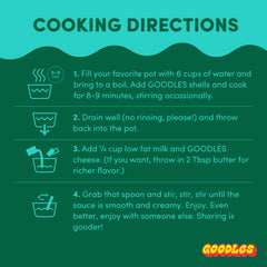 GOODLES nutrition label and Clean Label badge highlighting ingredient transparency