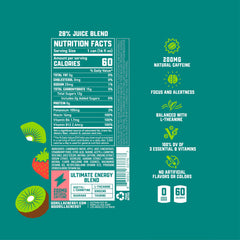 Gorilla Energy side label displaying ingredients and caffeine source, clarifies natural formulation
