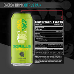 Gorilla Mind closeup of label highlighting ingredients and no-sugar claim for informed choice
