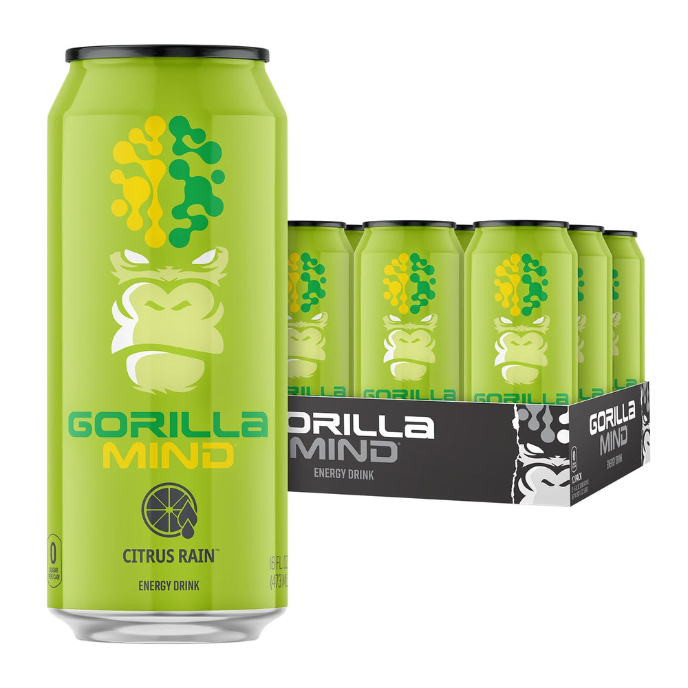 Gorilla Mind front can showing Citrus Rain branding and bold design for quick identification