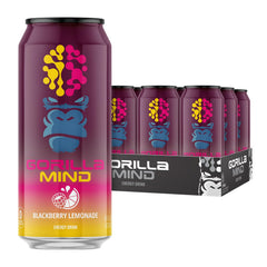 Gorilla Mind front can showing blackberry lemonade flavor and energizing look