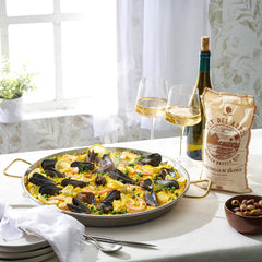 Gourmanity bag open with rice pouring, demonstrates easy pouring and freshness