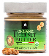 Gourmanity front jar showing organic tigernut butter for a healthy pantry