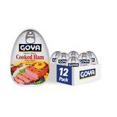 Goya cooked ham front can showing label and pack size, convenient pantry protein