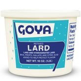 Goya manteca front tub showing brand and packaging benefit rich flavor