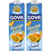 Goya passion fruit cocktail front packaging shows two bottles for pantry convenience