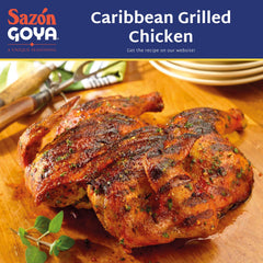 Goya seasoning measured beside garlic and oil, aiding simple marinade creation