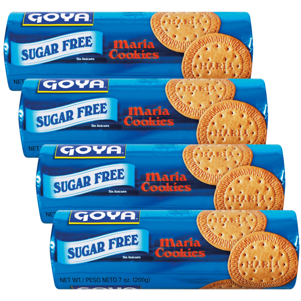 Goya front packaging showing 4-pack and sugar-free label, convenient storage benefit
