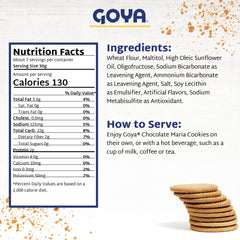 Goya stacked Maria cookies on a plate illustrating portion size and snack appeal