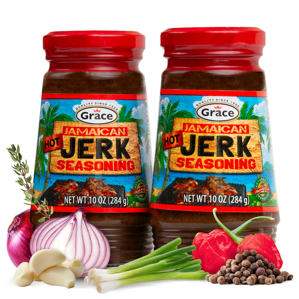 Grace front packaging showing two 10 oz jars and Caribbean branding for convenience