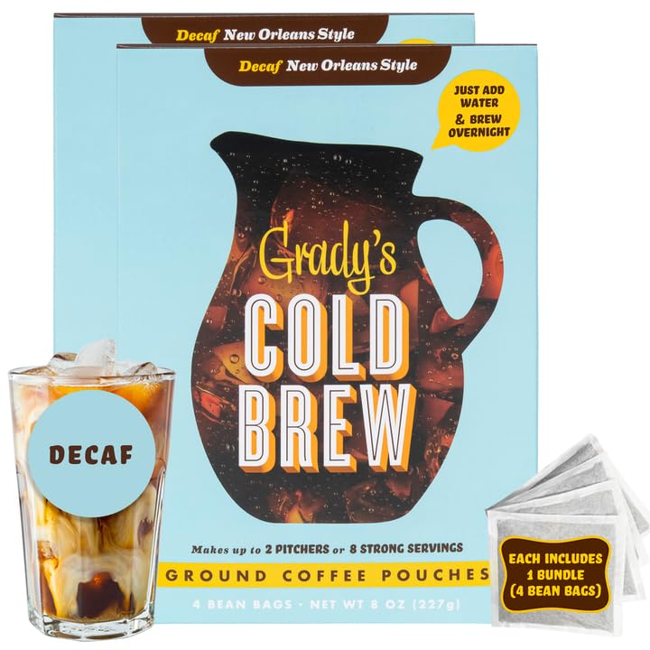 Grady's Cold Brew decaf front packaging showing two bundles and product benefit convenience