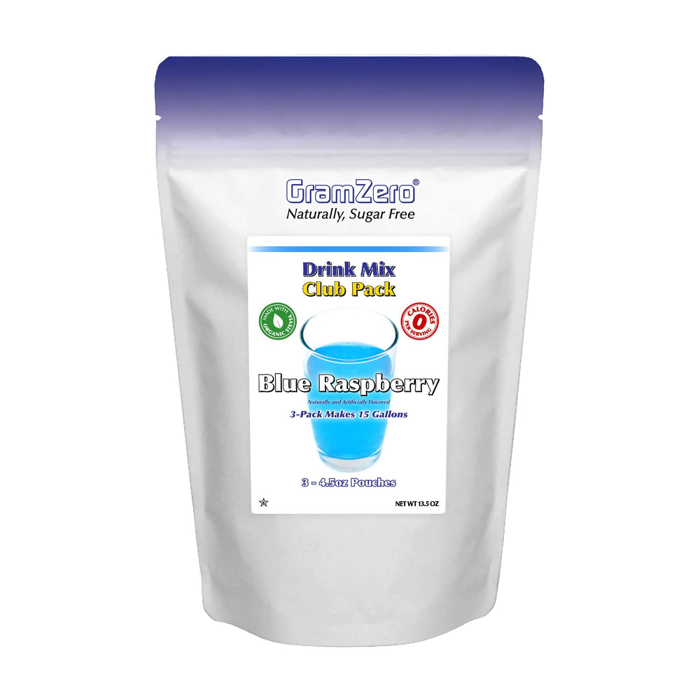 GramZero front packaging showing blue raspberry label and benefits