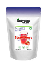 GramZero pouch front view showing strawberry flavor and stevia benefits