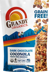 GrandyOats front packaging showing 9 ounce Coconola bag and ingredient callouts for quick choice