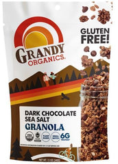 GrandyOats front packaging showing dark chocolate sea salt granola for versatile breakfasts