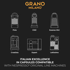 Grano Milano capsule placed in Nespresso OriginalLine machine demonstrating easy use