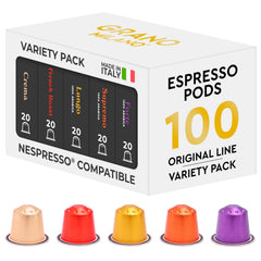 Grano Milano front packaging showing 100-pack and blend names for easy selection