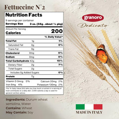 Granoro close-up of fettuccine ribbons highlighting rough surface for sauce cling