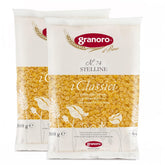 Granoro packaging front view showing star pasta and Italian branding benefit clarity