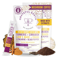 Grateful Earth front packaging showing two bags and branding, conveys convenience