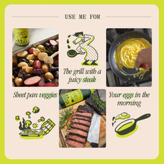 Graza Sizzle oil up close showing smooth texture and sheen for better cooking