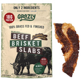 Grazly brisket slab front packaging showing steakhouse-quality snack benefit