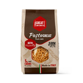 Great Low Carb Bread Company front packaging showing 8 oz elbows and low-calorie benefit