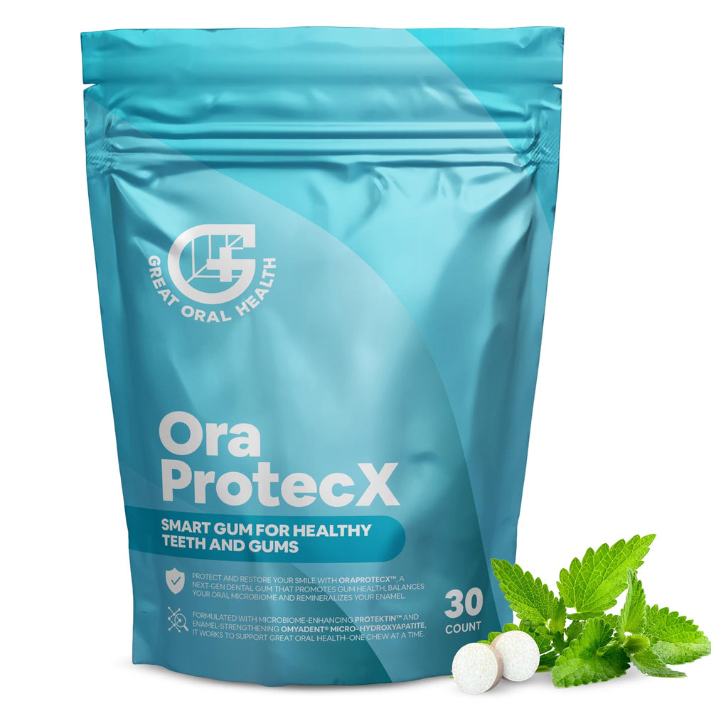 Great Oral Health OraProtecX front packaging showing product benefits