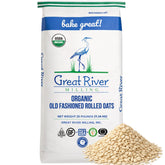 Great River Milling 25 lb bag front view showing organic bulk packaging and storage benefit