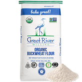Great River Milling front bag shot showing organic buckwheat flour for bulk baking