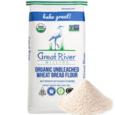 Great River Milling bag front showing organic label and bulk size benefits