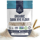 Great River Milling front packaging showing 5 lb bag and organic seal benefits