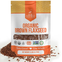 Great River Milling front package showing 5 lb organic label and clear benefit