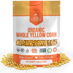 Great River Milling front packaging showing 5 lb bag and benefits