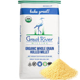 Great River Milling front packaging showing 25 lb bag and organic badge for bulk use