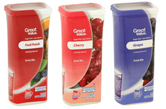 Great Value front packaging showing three flavor canisters and convenience