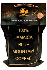 Green Coffee Traders front packaging showing Jamaica Blue Mountain and freshness benefit