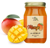 Green Jay Gourmet front jar showing label and vibrant mango color for clear branding