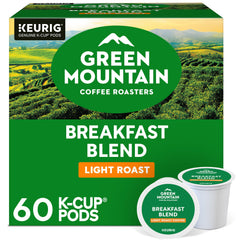 Green Mountain Coffee Roasters front packaging showing 60-count box and benefits
