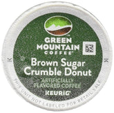 Green Mountain Coffee Brown Sugar Crumble Donut box front showing 18-count for quick breakfast enjoyment